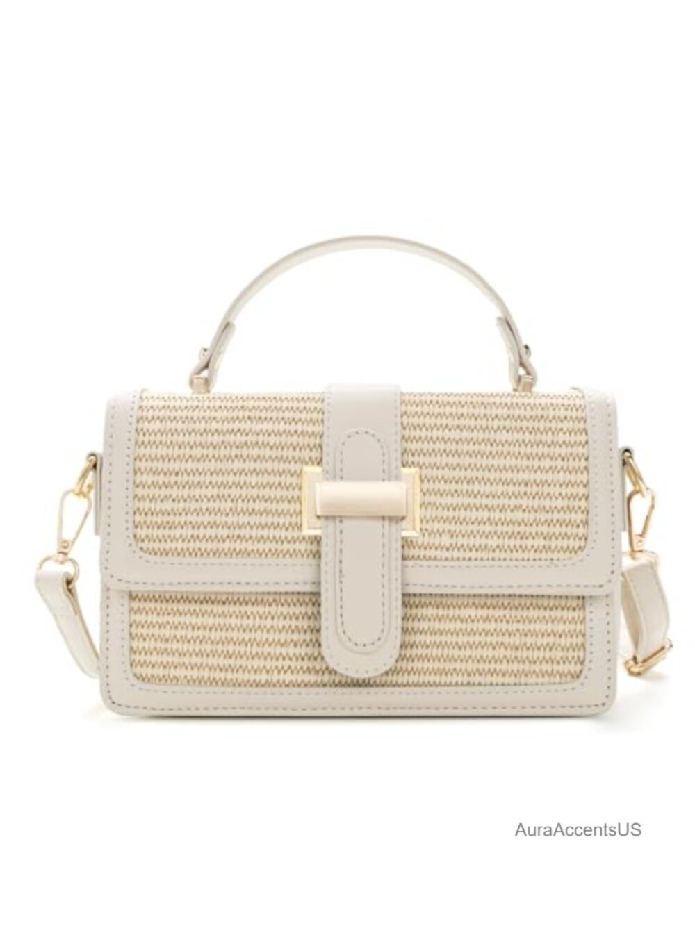 Woven Straw Crossbody Purse for Women - Water-Resistant PU Leather Handbag,